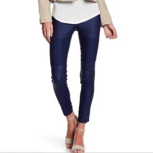 Ooberswank High Rise Moto Leggings Size Medium Coated Navy Blue Skinny Leg